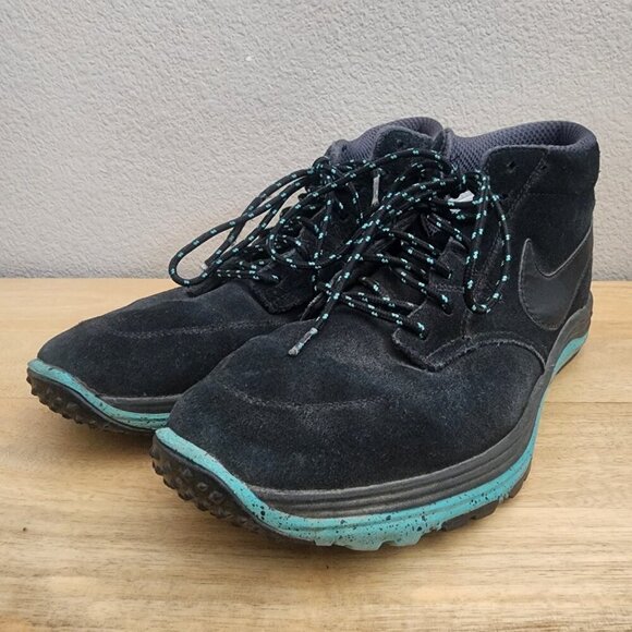 Nike Dunk Lunar Braata Mid STUSSY Black Turquoise Sneakers Mens 9 | 536526-030 - Picture 10 of 11